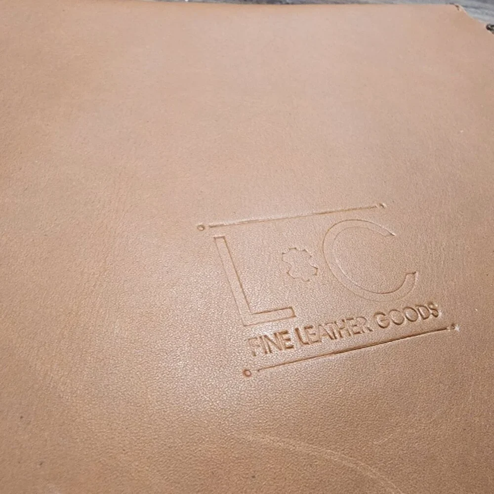 LC Fine Leather Goods Brown Leather Handbag Cutouts Unique Wristlet Clutch EUC‎